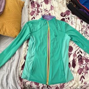 Women's Teal Zip-Up Jacket with Purple Trim